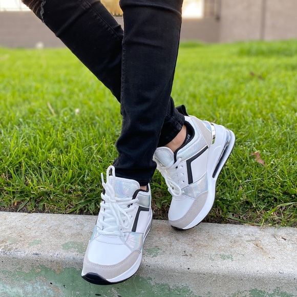 CLEARANCE! Kicks Holographic Wedge Sneakers - Picture 6 of 8